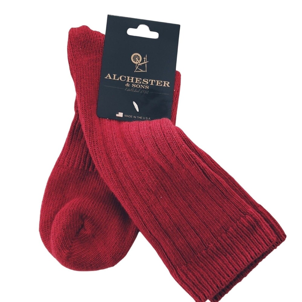 Alchester Giorgio Red Socks Wool Cashmere Blend Mens Crew Dress Size 10-13 Large